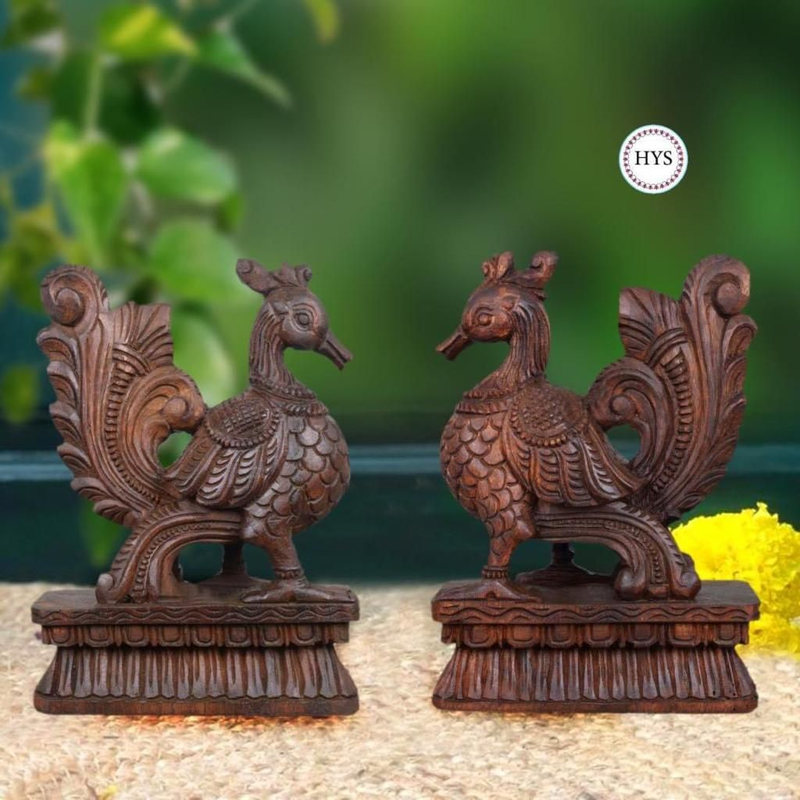 Standing Swan /bird Hamsa (annapakshi) Wooden Sculpture.handmade Wooden Finish ,single