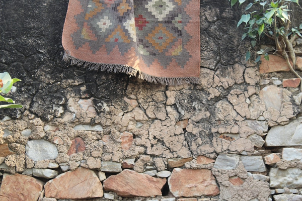 Vintage  Kilim Rug, Handwoven, Wool and Jute Rug Handmade, Kilim Dhurrie Rug, Traditional Indian jute Area rug